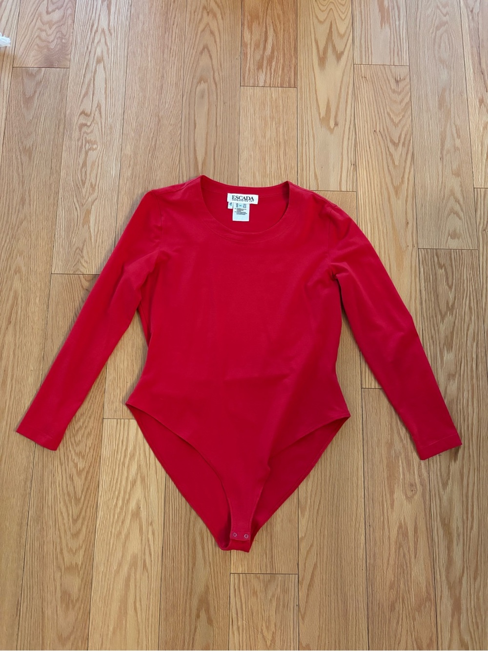 Escada Red Long Sleeve Bodysuit